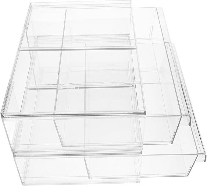 2pcs Acrylic Makeup Storage Organizer Stackable Space-saving Desktop Storage for Cosmetics and Accessories for Neat and Orderly Vanity Bathroom Use