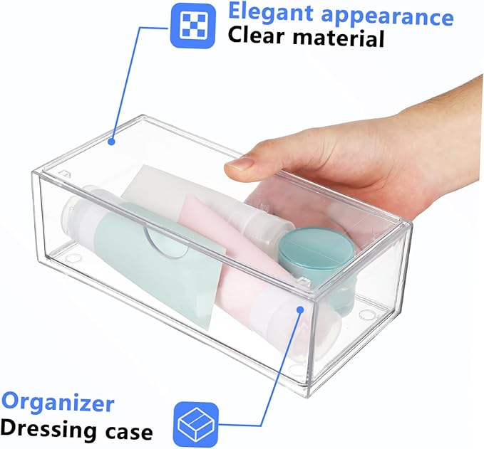 3pcs Acrylic Makeup Organizer Storage Box Lid Lipstick Holder Vanity Desk Small Compartment Ball