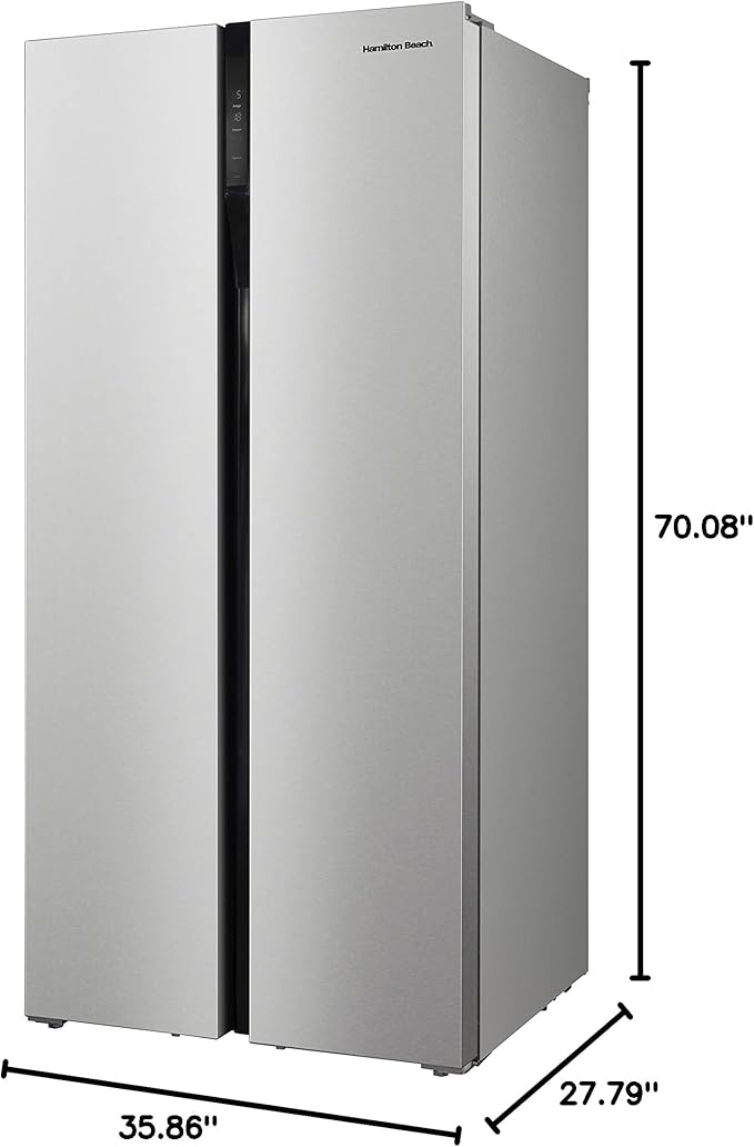 Hamilton Beach HBF2064 20.6 cu ft Counter Depth Full Size Refrigerator, Side Doors, Stainless