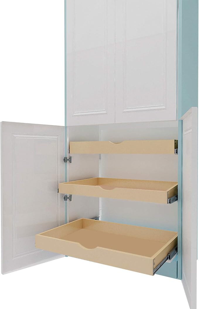 Couver Pull Out Drawers For Cabinets, 15"W x 21"D x 3"H Soft Close Slide Out Wood Shelves Storage Organizer for Kitchen, Finished, Heavy-Duty, Non-Assemble