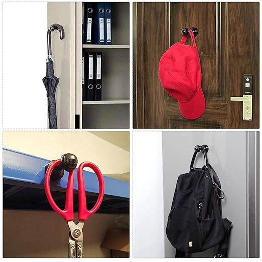 Magnetic Hooks Heavy Duty for Cruise Cabins Magnet Hanger Holder Hanging Coats Neodymium Rare Earth Magnet for Home, Office, Bags, Workplace or Traveling-Pack of 2 Black