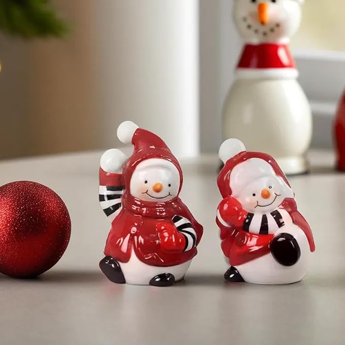 Young's Inc Ceramic Snowman Salt and Pepper Set of 2, S/P