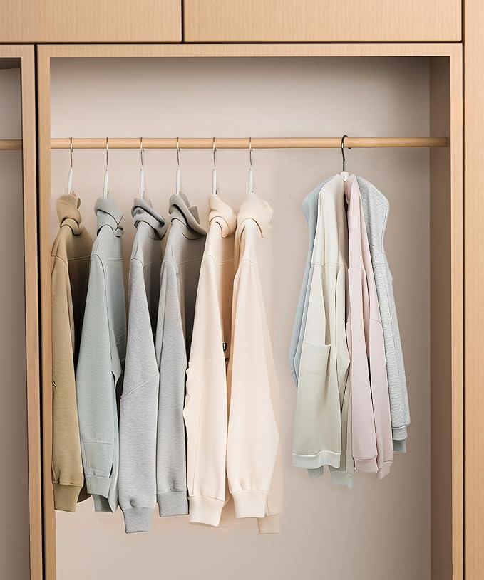 OHIYO 4-Pack 360° Swivel Hoodie Hangers with 6 Cedar Balls, Closet Organizer for Bra, Scarves, Belts, Purse & Accessories Storage