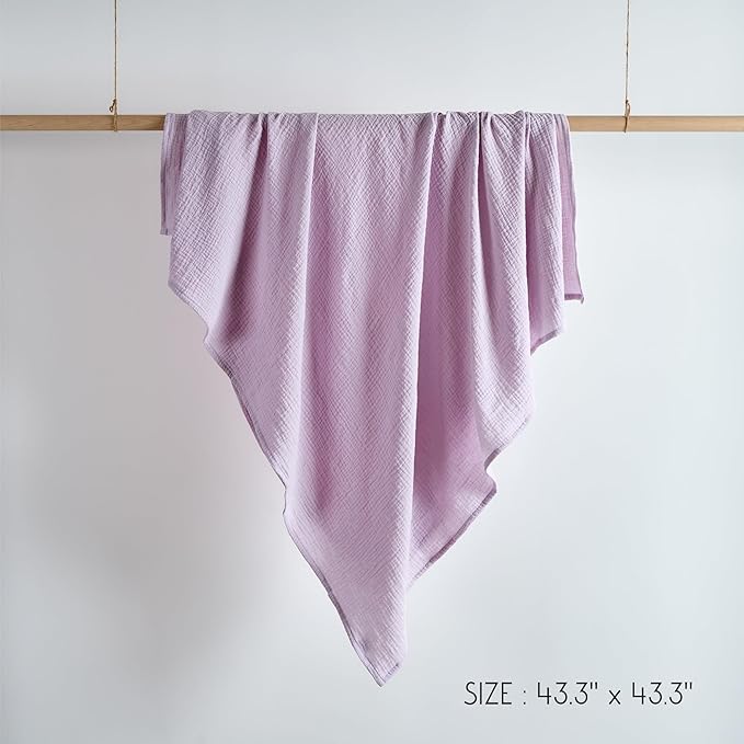 Meracorallo Muslin Swaddle Blanket, 100% Cotton Receiving Blanket Soft and Breathable Swaddle Wrap for Baby Boys and Girls, Lavender