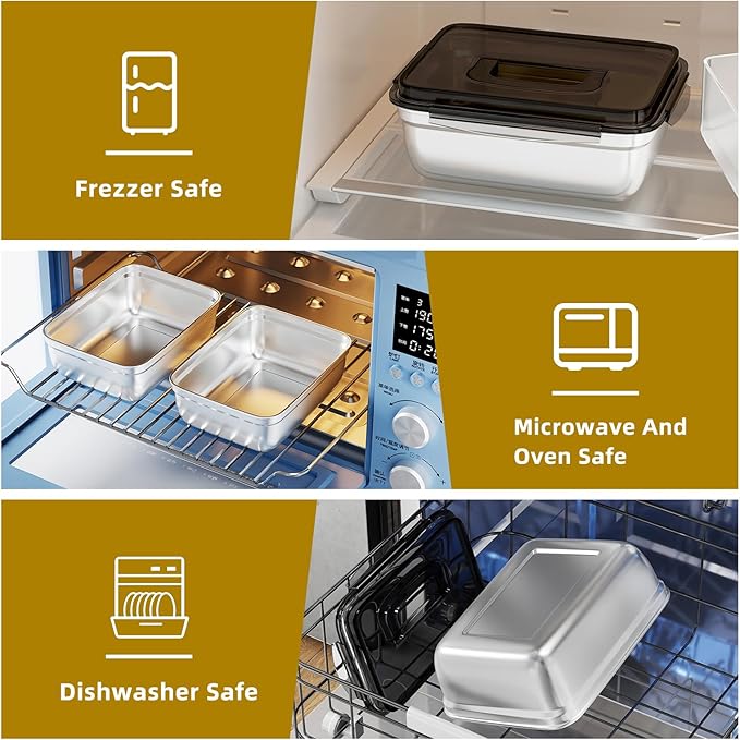 food prep stainless steel containers, turkey container, freezer safe, oven safe, suitable for open flame and induction stove, ideal for pickling kimchi(12000ML/423OZ)