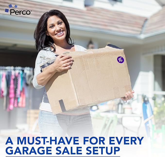 Perco Purple 2-Inch Round Circle Dot Sticker Labels with Easy Peel Perforation - 500 Labels per Roll - Strong Adhesion, Vibrant Colors for Organizing, Crafting & More - Made in USA