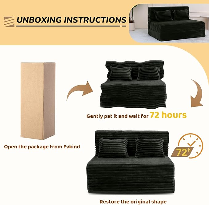Folding Sofa Bed Twin, Convertible Sleeper Chair Loveseat with Pillow, High-Density Futon Chair Bed, Foldable Sofa Sleeper Floor Couch for Bedroom Living Dorm Guest Room, Charcoal Moss Grey