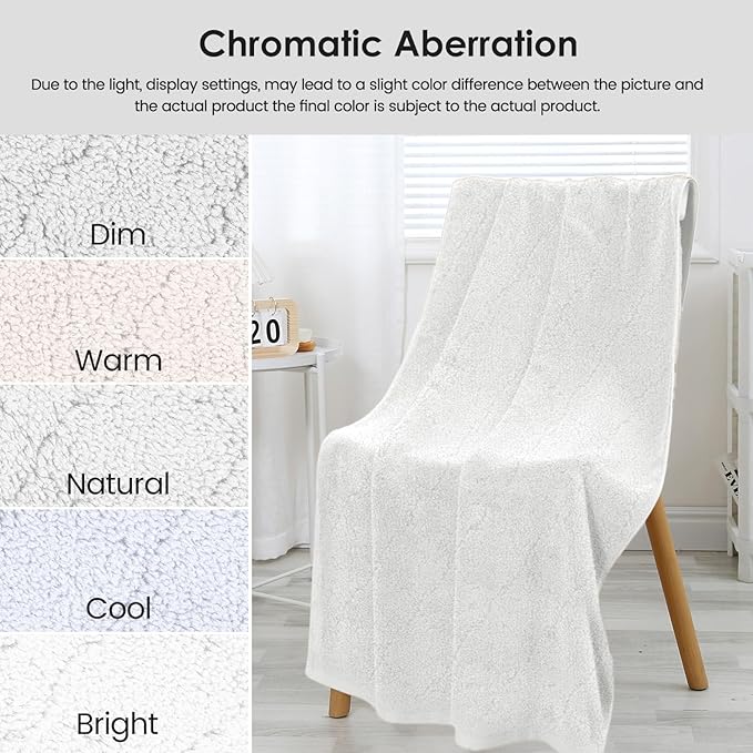 Microfiber Bath Towels Set of 2, 30 in x 60 in, Oversized, Ultra Soft, Super Absorbent, Fast Drying, No Fading Large Bathroom Towel Set for Sport, Travel, Fitness, SPA,Yoga (Coral Fleece - White)
