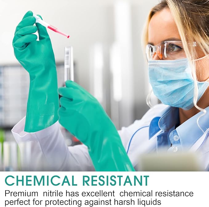 30 Pairs Chemical Resistant Gloves Heavy Duty Thick Nitrile Gloves Bulk for Cleaning, Resist Household Acid, Alkali and Oil (X-Large)