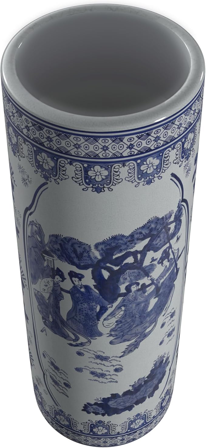 Red Lantern 24" Ladies Blue & White Porcelain Umbrella Stand