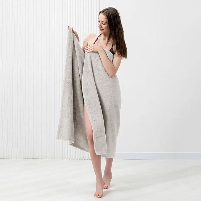 Bath Sheets – Extra Large Bathroom Sheet Set – Pack of 2 Jumbo Towels Light Grey (71x35in) – 100% Cotton Soft Quick Dry Large Bath Towels for Adults Hotel Spa Bathroom Use