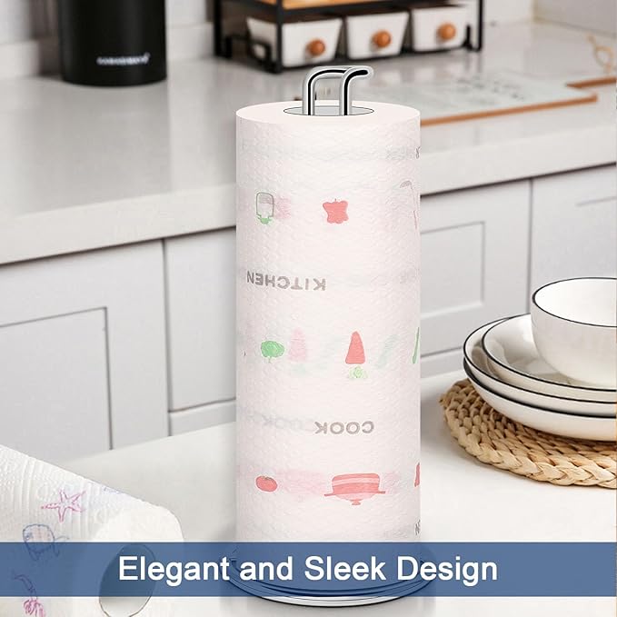 NearMoon Paper Towel Holder, Sturdy Paper Towel Stand Dispenser-All Metal, Standard or Jumbo-Sized for Kitchen Countertop, Farmhouse, Living Room (1 Pack, Chrome Finish)
