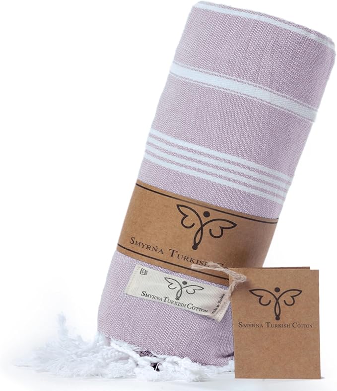 SMYRNA TURKISH COTTON Classical Series Throw Blanket 50x60, Outdoor Blankets, Throws and Blankets for Couch, Sofa, Bed, Chair, Beach Picnic, Travel Boho Turkish Blanket, Lilac