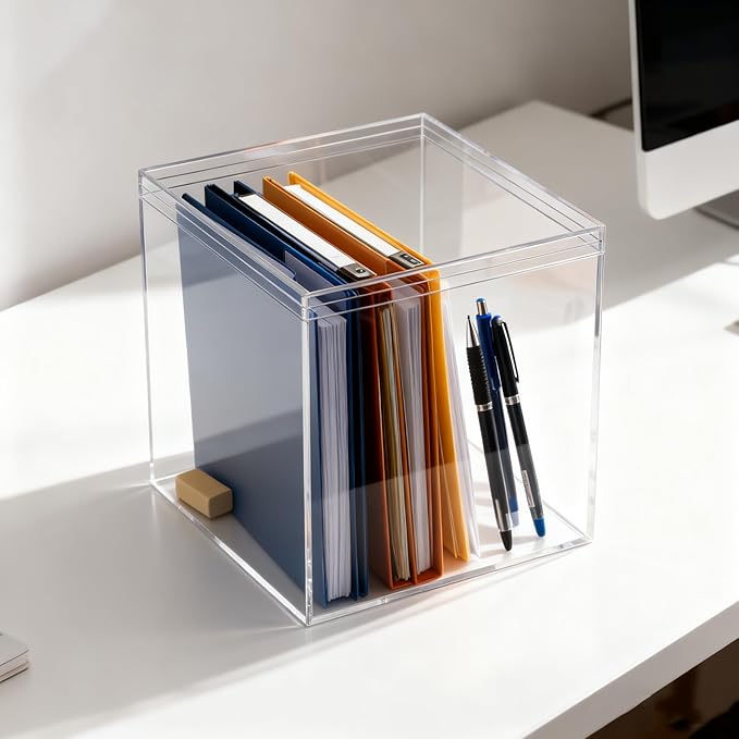 KissYou Acrylic Box Large Clear Boxes With Lids Square Cube Jewelry Storage Containers Weddings, Christmas Party Box for Display