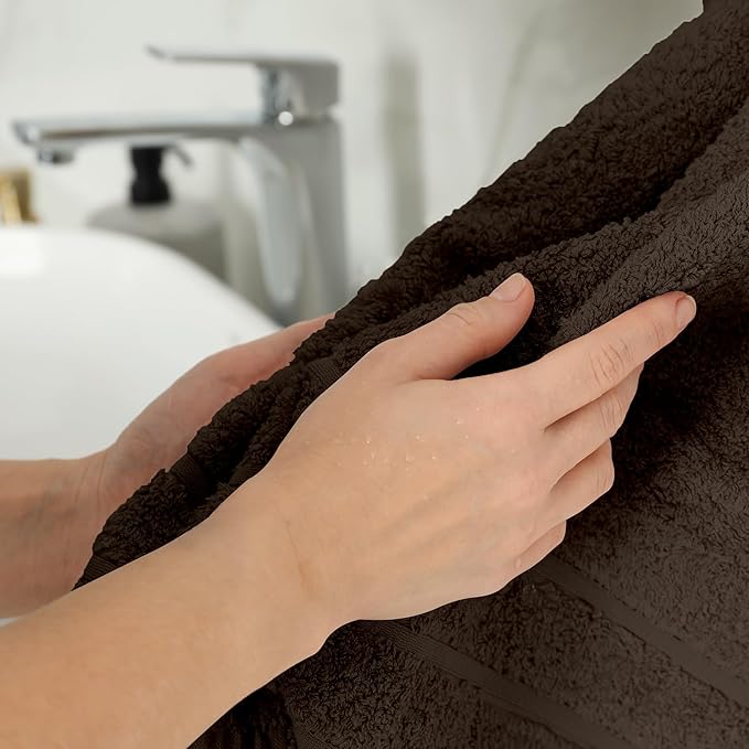 100% Cotton Hand Towels for Bathroom – Soft & Absorbent Towel Set– Pack of 6 Small Towel (34x20in) – Quick Dry Luxury Cotton Hand Towels – Dark Brown