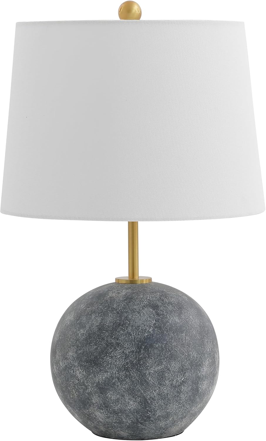 SAFAVIEH Lighting Collection Cla Grey Washed Cement & Brass 24-Inch Table Lamp with White Fabric Shade, Modern Bedside Nightstand Lamp, LED Bulb Included (TBL4592A)