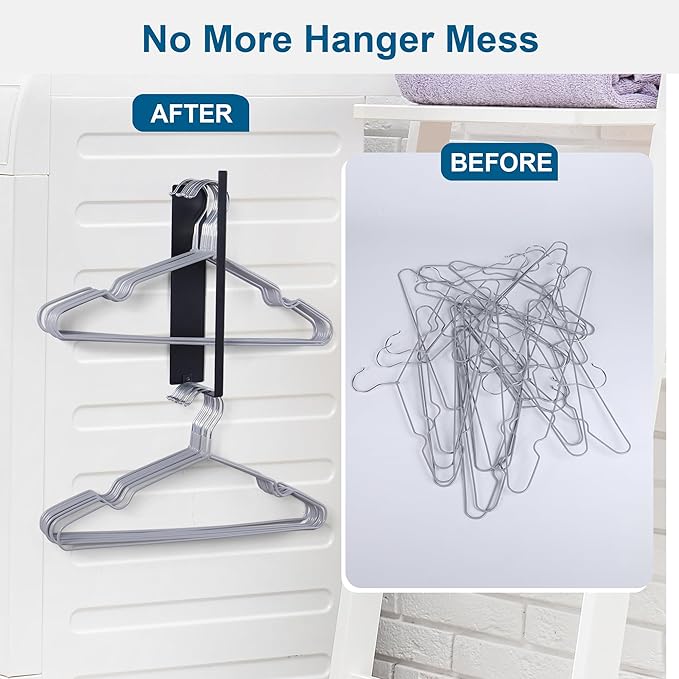 Magnetic Hanger Organizer Stacker,Clothes Hanger Storage Rack for for Adult or Child,Hanger Holder for Closet Laundry Room Washing Machine,Black