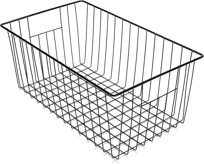 Upright Freezer Organizer Bins, Freezer Baskets for 16, 17, 21 cu.ft Standup Freezer, Wire Storage Baskets with Built-in Handles for Frozen Foods, Snacks, Vegetables, Fruits and More, Set of 6 , Black