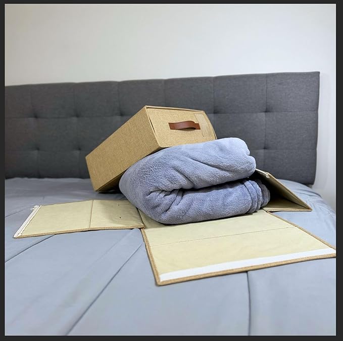 Bed Sheet Organizer 2-Pack by IIOMOi – Foldable Linen Closet Storage Bins with Labels for Sheets & Towels – Home Organization
