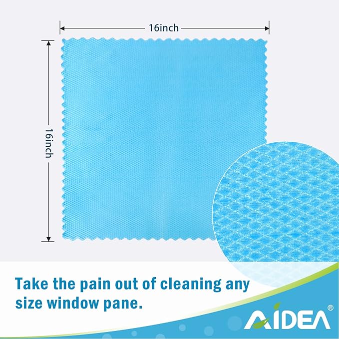 AIDEA Microfiber Glass Cleaning Cloths-8PK, 16"x16" Premium Microfiber Glass and Window Cleaner, Lint Free Quickly Clean Windows, Glasses, Windshields, Mirrors, Stainless Steel