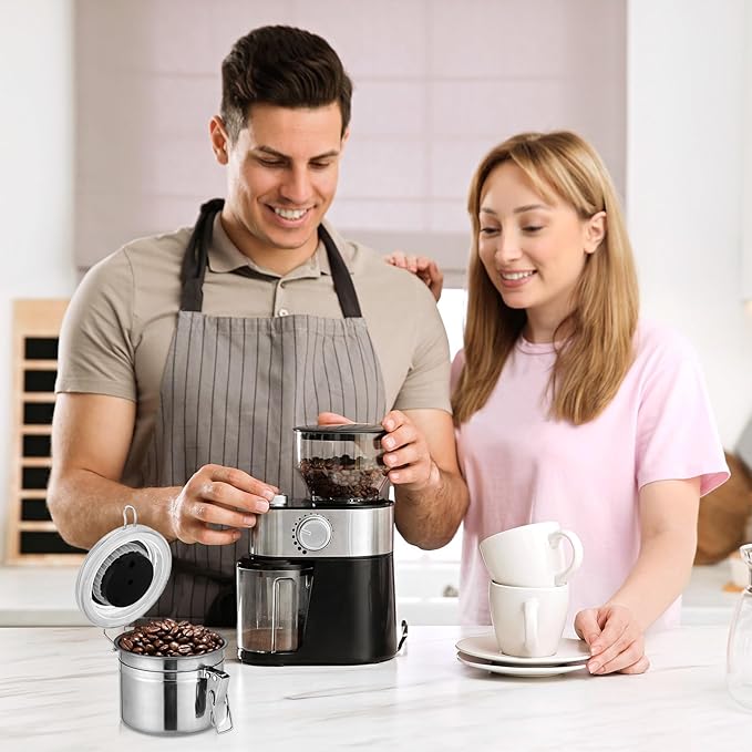 3 Pcs 17 oz Stainless Steel Container with Hygrometer & Humidifier Kitchen Food Storage Jar with Sealed Lid Airtight Coffee Canister for Coffee Bean, Tea, Candy, Snacks, Cereal Storage