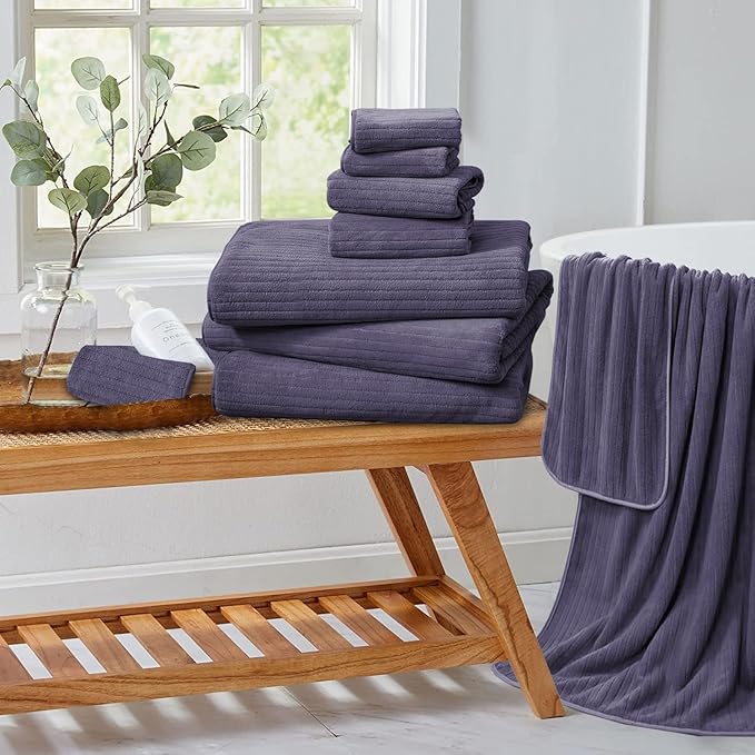Extra Large Bath Sheet Set of 4,Ultra Soft Fluffy Towel,35”x 70”Oversized Bath Towel Set,Premium Microfiber Bathroom Towel Set Highly Absorbent Quick Dry Shower Towel for Bathroom,Hotel,Spa (Purple)