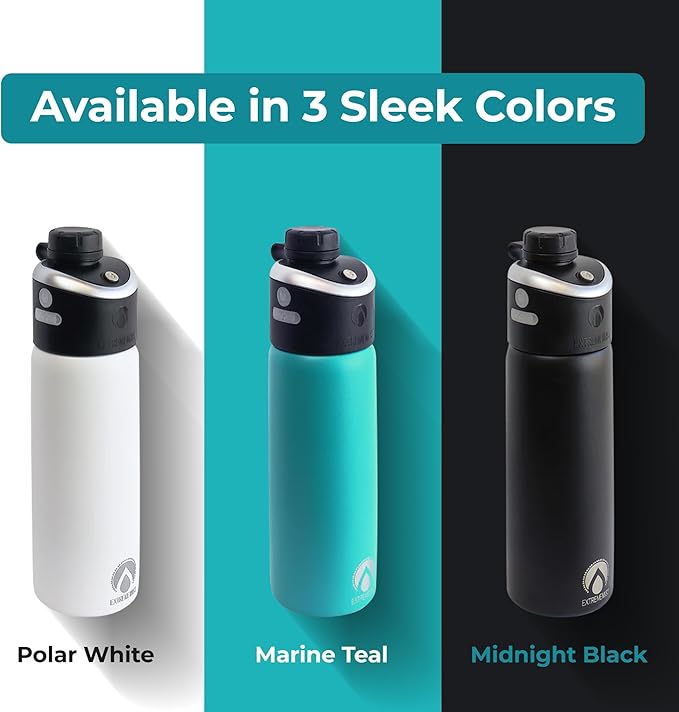 GoMist Misting & Drinking Bottle โ Rechargeable Mist & Sip Water Bottle โ Quick Charge USB-C Port โ 2-Speed Mist Function โ Stainless-Steel Double Wall Insulation, 40 oz (Midnight Black)