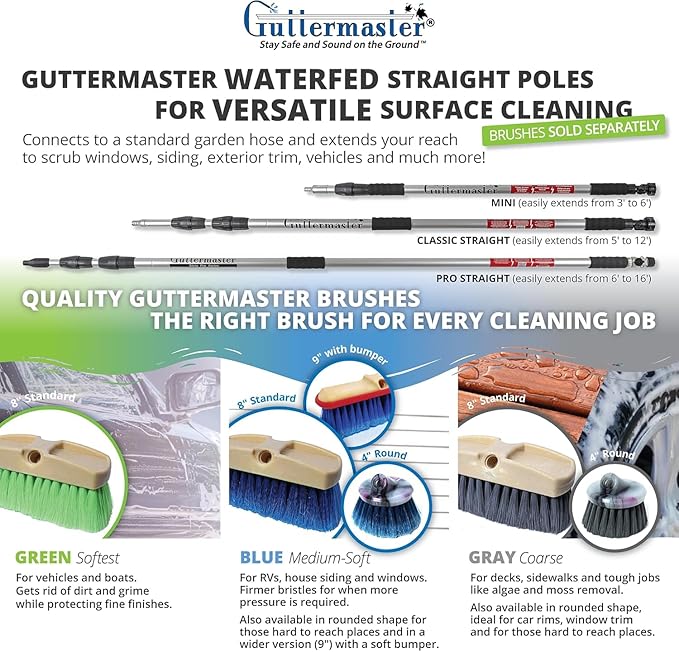 Guttermaster GM-215-8 Blue 8 Inch Oblong Medium Soft Flow Through Brush with Flagged Ends for RV's and Larger Vehicles