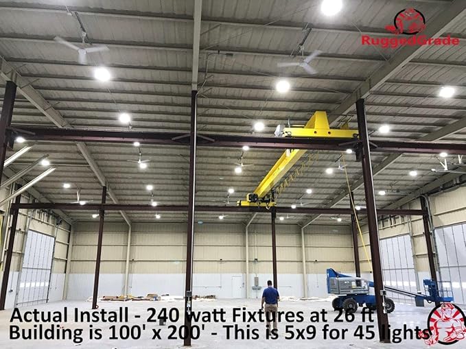 RuggedGrade 240W - Titan V Series LED High Bay UFO Light with Motion Sensor - 35,300 Lumens - 5000K Bright White - Wattage Selectable - 150W/120W/100W - Outdoor LED Light - DLC 5.1 Premium