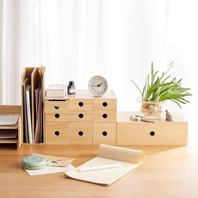 MUJI 82603316 Wooden Accessory Storage, 1 Tier, Approx. Width 9.9 x Depth 6.7 x Height 3.3 inches (25.2 x 17 x 8.4 cm)