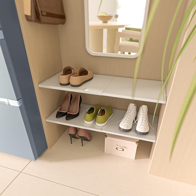 Large Expandable Wardrobe Shelves, Heavy-Duty Metal Closet Shelf Wardrobe Shelves Organizer System, Under Sink, 15.7''W, 3Pack