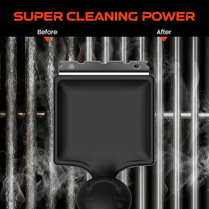 4-in-1 Bristle-Free Grill Brush — 18.8" Steam Grill Cleaner with Replaceable Head, Scraper & Bottle Opener, Long Non-Slip Heat-Resistant Handle