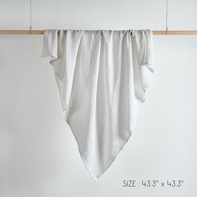 Meracorallo Muslin Swaddle Blanket, 100% Cotton Receiving Blanket Soft and Breathable Swaddle Wrap for Baby Boys and Girls, White