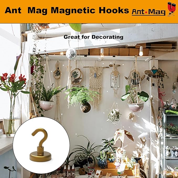 Ant Mag Strong Magnet Hooks 100lbs+ Pulling Force Neodymium Hooks Hangers Heavy Duty Used for Home Kitchen Refrigerator