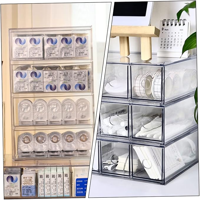 Clear Acrylic Makeup Organizer Drawer Stackable Storage Box for Cosmetics Jewelry and Accessories Elegant Design Space-saving for Vanity and Desktop Organization