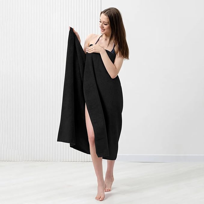 Bath Sheets – Extra Large Bathroom Sheet Set – Pack of 2 Jumbo Towels Black (71x35in) – 100% Cotton Soft Quick Dry Large Bath Towels for Adults Hotel Spa Bathroom Use
