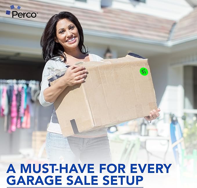 Perco Fluorescent Green 2-Inch Perforated Circle Dot Sticker Labels — 10 Rolls, 5,000 Round Stickers — with Permanent Adhesive for Organizing, Color Coding, Bin Labeling, Packaging Alerts—Made in USA