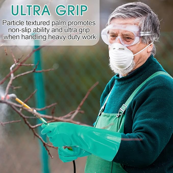 30 Pairs Chemical Resistant Gloves Heavy Duty Thick Nitrile Gloves Bulk for Cleaning, Resist Household Acid, Alkali and Oil (Large)