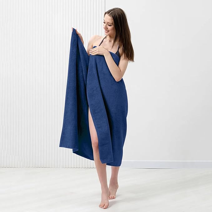 Bath Sheets – Extra Large Bathroom Sheet Set – Pack of 2 Jumbo Towels Royal Blue (71x35in) – 100% Cotton Soft Quick Dry Large Bath Towels for Adults Hotel Spa Bathroom Use
