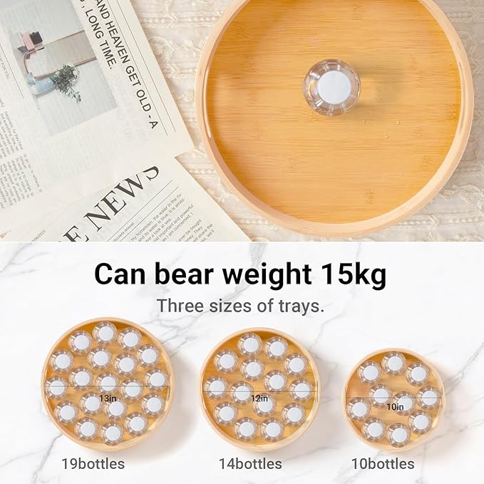 14in Bamboo Lazy Susan Turntable - Round Rotating Organizer for Pantry, Cabinet, Countertop & Kitchen | Spinning Spice, Can, jar & Seasoning Storage Tray