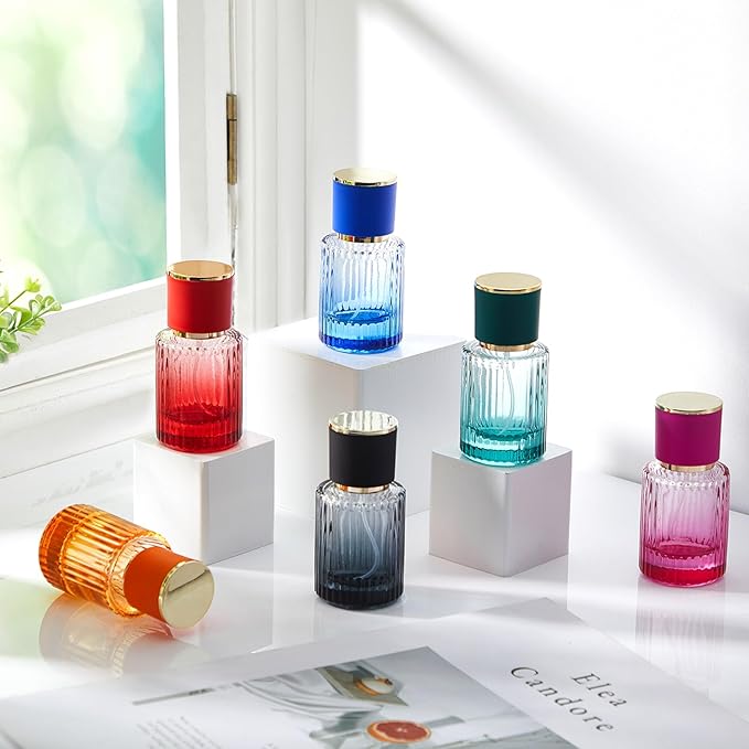 12 Pcs 30 ml Perfume Cologne Bottles Empty Refillable Travel Glass Chic Empty Perfume Spray Bottles Decorative Set for Men Women Portable Dispenser Fragrance Container Set