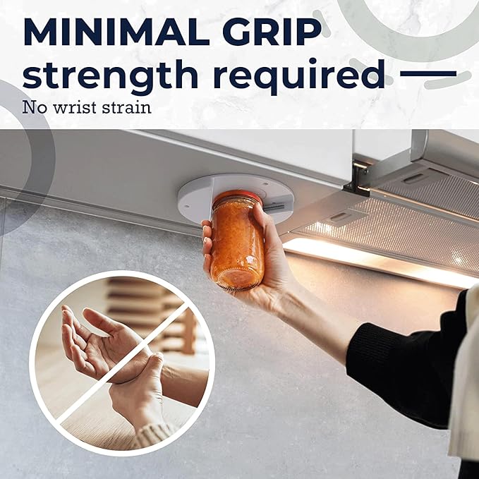 EZ Off Jar Opener for Seniors - Under Cabinet Jar Openers for Weak Hands, Easy Grip, Arthritis jar opener, One Handed Gadgets & Bottle Opener - Essential Kitchen Gadgets - 2 Bundle Pack