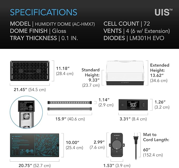 AC Infinity Automatic Sprayer & Heavy-Duty Large Humidity Dome Germination Kit Bundle — 2L USB Rechargeable Electric Spray Bottle with Adjustable Nozzle + 6x12 Waterproof Seedling Mat & Vented Panels