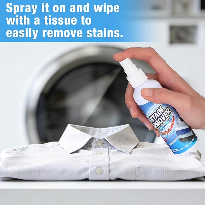 2 Pack 4 oz Stain Treater Spray Stain Remover Spray with 50 Cleaning Wipes Coffee Food Grease Dirt Remover for Clothes Carpet Couches Rugs Car Seats Fabric