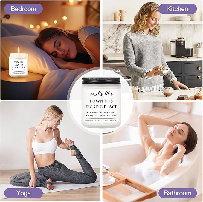 Haukea Funny House Warming Gifts New Home Housewarming Gifts New Home Gift Ideas for Women Men Couple First Apartment Essentials Homeowner Decor Closing Gift - Lavender Scented Candle 9 oz(Homes 1)