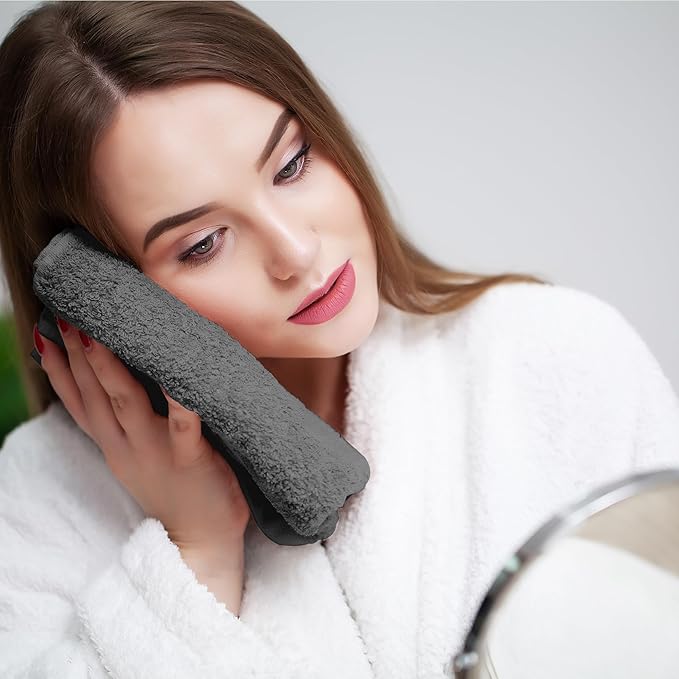 Face Towels Pack of 12 – 100% Cotton Wash Cloths (12x12 inch) – Soft, Quick Dry & Highly Absorbent Hand Towels for Bathroom, Spa, Gym, Kitchen and for Daily Use - (Dark Grey)