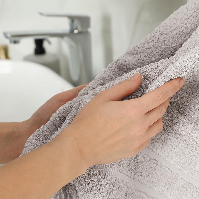 100% Cotton Hand Towels for Bathroom – Soft & Absorbent Towel Set– Pack of 6 Small Towel (34x20in) – Quick Dry Luxury Cotton Hand Towels – Light Grey