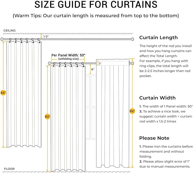 INOVADAY 100% Blackout Curtains for Bedroom, Black Out Curtains 84 Inch Long, Clip Rings Linen Blackout Drapes, Thermal Insulated Room Darkening for Living Room, 2 Panels - Snow White,W50xL84