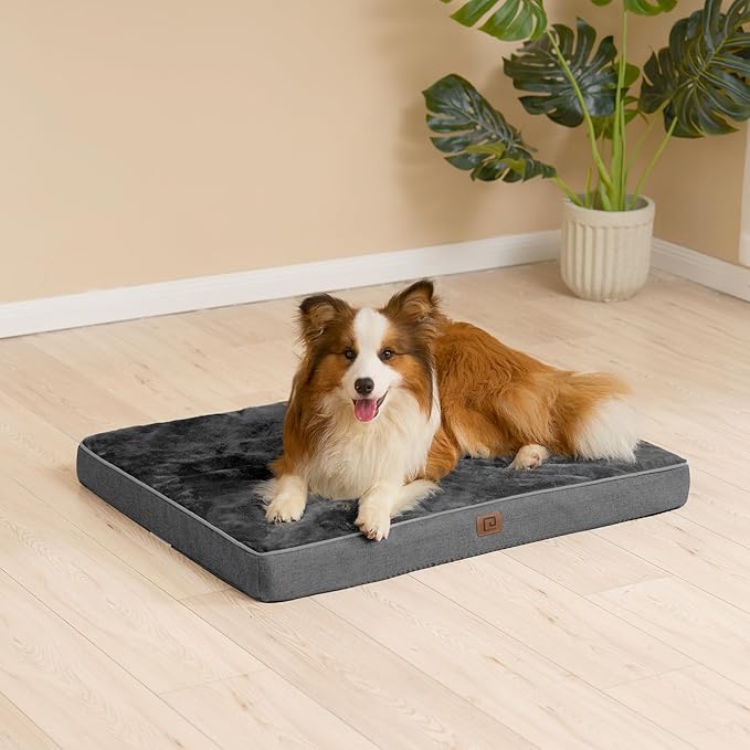 EHEYCIGA Memory Foam Dog Bed Orthopedic 36"x27",Waterproof Pet Bed for Larged Size Dogs ,Washable Pet Mat with Removable Cover,Dark Grey