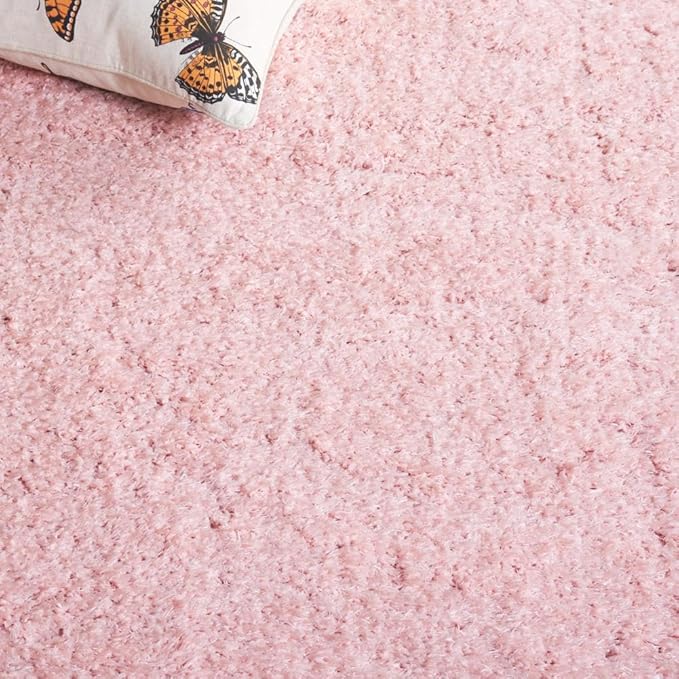 SAFAVIEH Lindsay Shag Collection Area Rug - 5'3" x 7'6", Pink, Contemporary Design, Ideal for High Traffic Areas in Living Room, Bedroom & Dining Room (LNS560U-5)